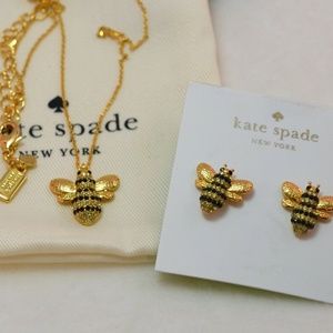 Kate Spade Necklace & Earrings Set Gold New